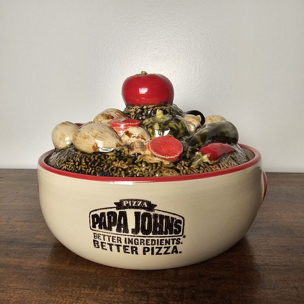 Papa John's Pizza Ceramic Covered 9" Casserole Dish – Novelty Collectible